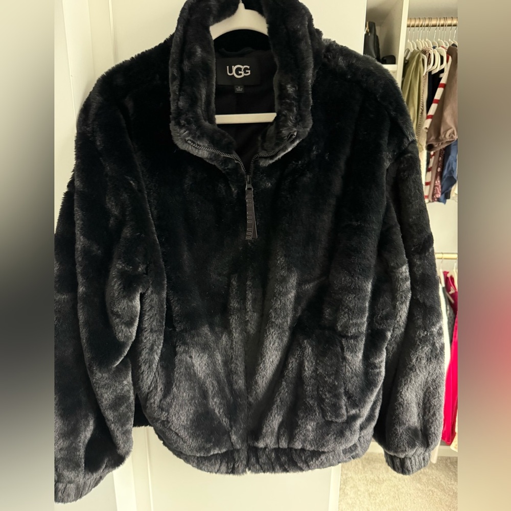 UGG Women's Plush Black Teddy Jacket